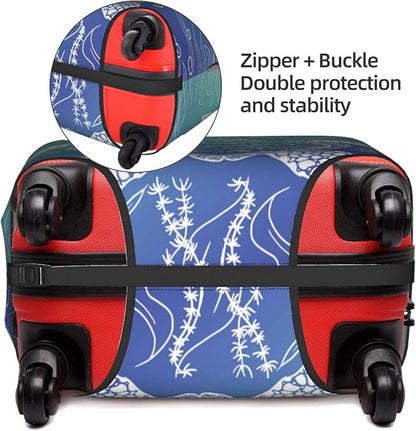Ocean Sea Turtle Luggage Cover Washable Suitcase Protector, Turtle Theme Party Luggage Tag Travel Birthday Gifts For Men Women (L 26-28 Inch Luggage)