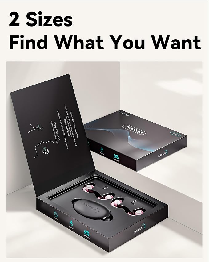 SUPCEAT Ear Plugs for Sleeping - Noise Reduction Soft Silicone Earplugs, 2 Pairs Reusable Hearing Protection Earplugs for Noise Sensitivity, Sleep,Snore,Travel, Sound Reduction Noise Cancelling - Pink