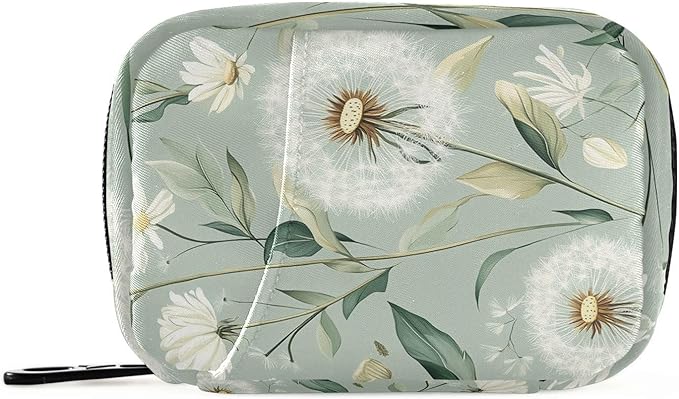 Pill Organizer Box Case Weekly Travel Pill Container Holder 7Day Cute Vitamin Organizer Dispenser Sorter Planner Storage Small Compact Sage Green Dandelion10