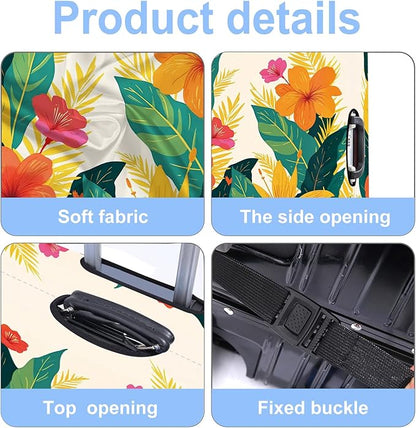 Luggage Cover Washable Suitcase Protector Anti-Scratch,Stretchable Fit for 20-34Inch Luggage Durable Travel Bag Cover with Zipper Closure (Flower, M(fits 24-26Inch suitcase))