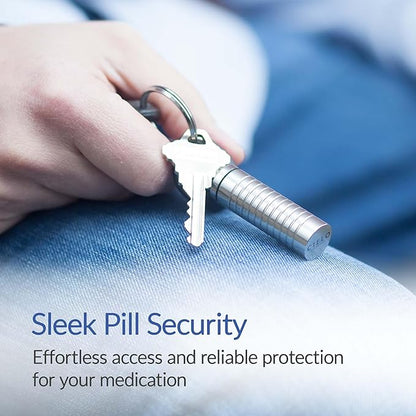 Cielo Pill Holders - Wide Single Chamber Nitroglycerin Keychain Pill Holder, Made in USA, Stainless Steel Pill Keychain Container, Waterproof Pill Case with Customizable Chambers