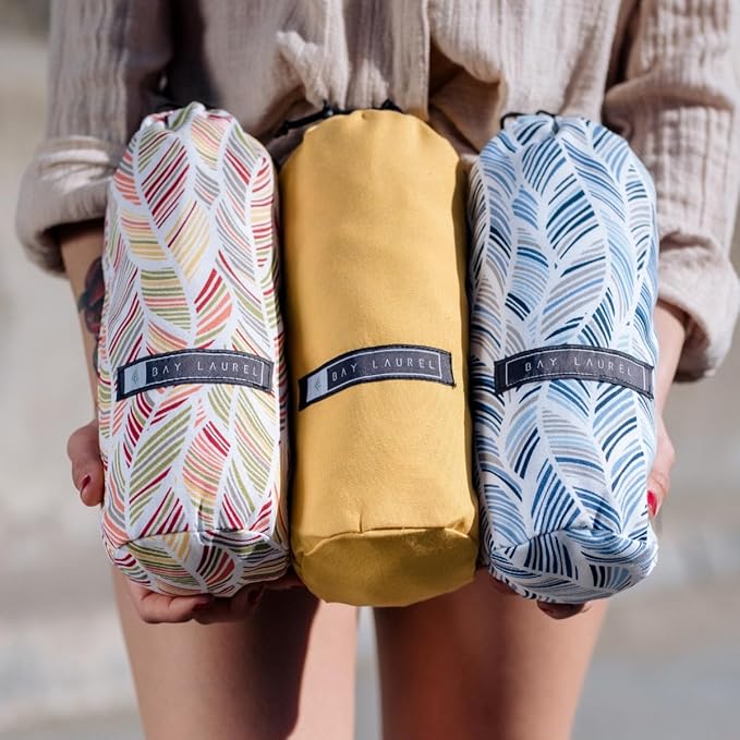 BAY LAUREL Turkish Beach Towel with Travel Bag 39 x 71 Quick Dry Sand Free Lightweight Large Oversized Towels Light (Orange with Yellow Bag)