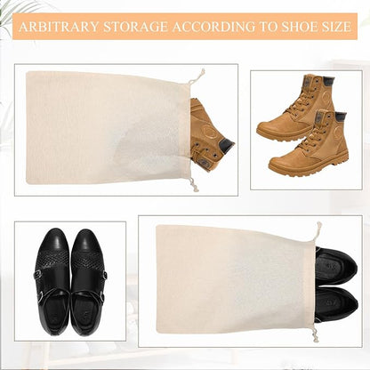 Hillban Shoes Bag for Travel Storage Dust Proof Cotton Drawstring Bag Breathable Pouch for Travel Home Pantry Accessories