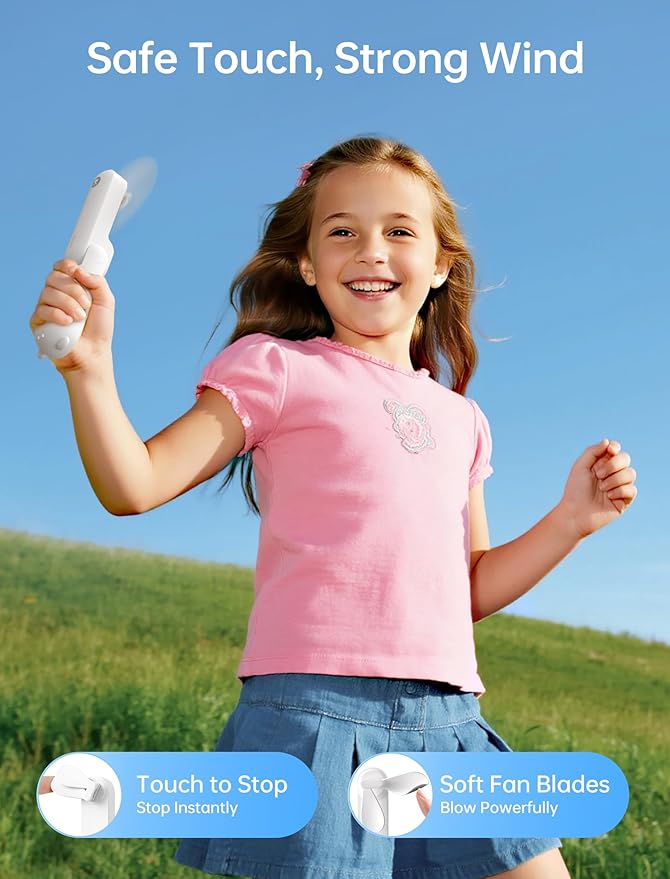 JISULIFE Handheld Fan with 4500 mAh Powerbank Max 37 Hours Runtime, Pocket Portable Battery Operated or USB Powered Folding Personal Fan, 3 Speeds, Gifts for Women Men Kids Gift for Festival-White