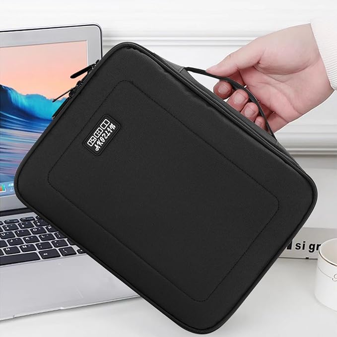 AKOZLIN Padded 4pcs/set Double Layer Travel Organizer Office Cord Cable Electronics Accessories Bag Electrical Cord Management Case Black