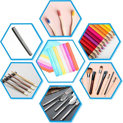 70 Pieces Travel Toothbrush Case, 7 Colors Portable Toothbrush Storage Holder Bulk Plastic Dust Proof Toothbrush Cover Protector Holder for Outdoor Trip Home Camping School