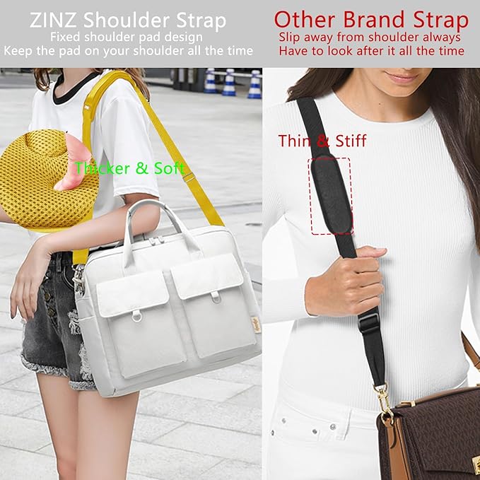 ZINZ Shoulder Strap 78" Universal Handbag Strap with Ultra-Thick Fixed Padded and Dual Balanced Adjustable Buckles Shoulder Crossbody Strap for Briefcase Messenger Bag Laptop Bag Luggage，Yellow