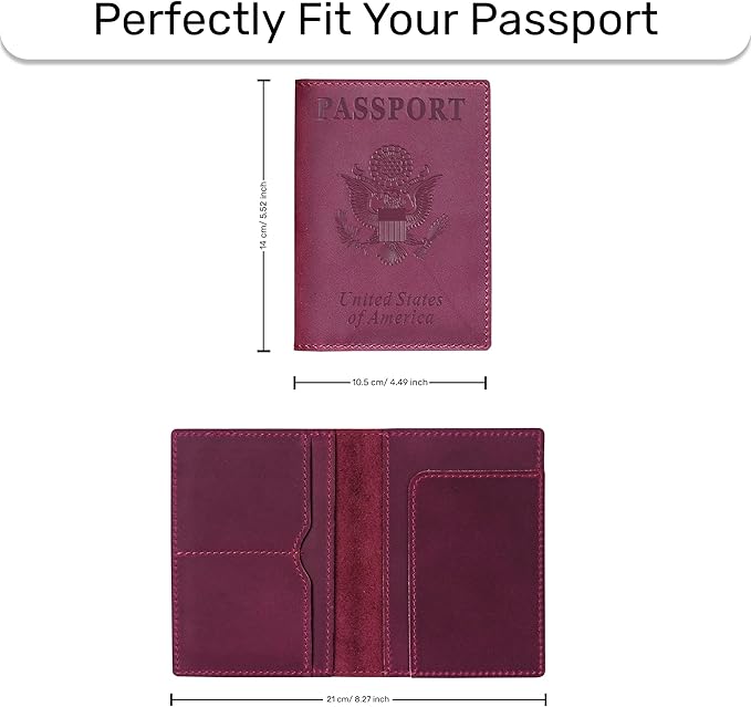 HIFA Leather Passport Holder, Handmade Passport Cover with Card and Ticket Slot - Genuine Leather, Elegant Design, Easy Access - Passport Case, Passport Wallet, Passport Holder