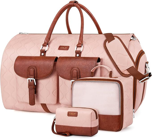Garment Duffel Bag for Travel - ITIEZY Convertible Carry on Garment Duffel Travel Bag for Women Men Large Weekender Bag with Shoes Pouch 2 in 1 Hanging Suit Travel Duffel Bag 3pcs Set
