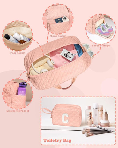 Personalized Duffle Bag Women Girls Gift: Letter Carry on bags, Dance Cheer bag Sports for Girl, Kid Gymnastics Bags, Birthday Gifts for Women Girls Kids Teens Mom Teacher