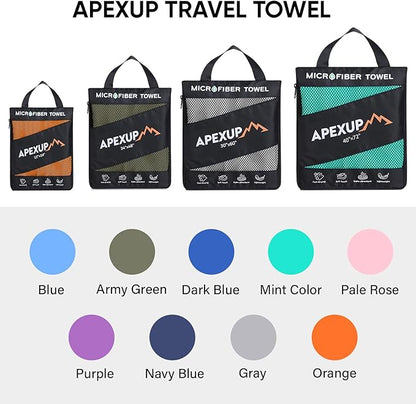 APEXUP Microfiber Travel Towel, Ultra Absorbent Quick Dry Towels, Lightweight Gym Sports Camping Towel for Workout, Yoga, Beach, Shower, Swimming (72"×40", Orange)