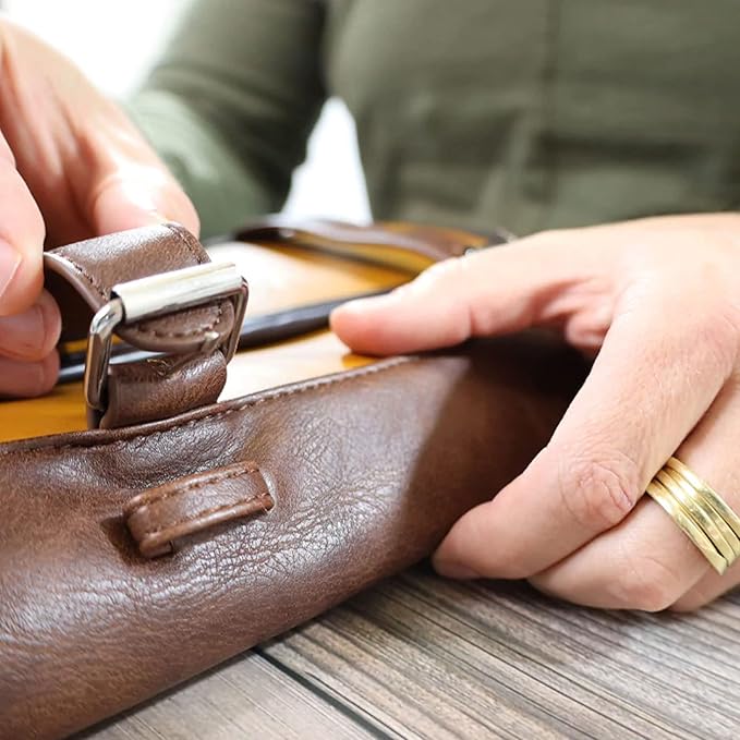 Vetelli Leather Toiletry Bag for Men - Water Resistant, 2 Zippered Internal Pockets, 2 Snap-Fastened Internal Pockets, and Hanging Hook.