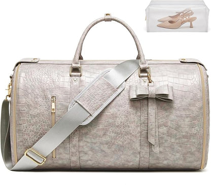 Garment Bags for Travel, Convertible Suit Travel Bag for Women, Stylish Carry On Garment Bag with Toiletry Pocket, Shoulder Strap & Shoes Compartment, 2 in 1 Foldable PU Leather Duffle Bag, Multicolor