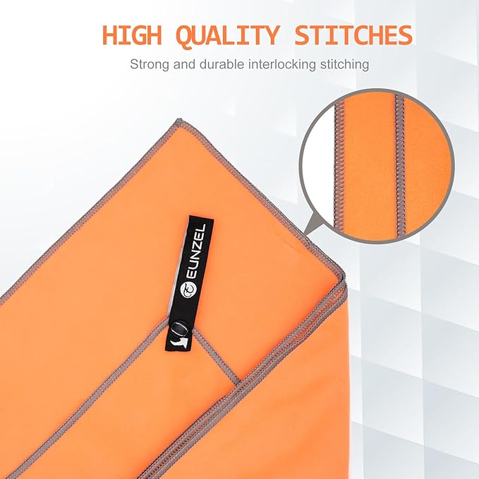 Eunzel 2 Pack Quick Dry Camping Towel, Microfiber Travel Towel 3 Size at 1 Pack,Fast Drying Towel Set for Camping, Beach, Gym, Sports, Yoga & Swimming Pool, Army Green/Orange