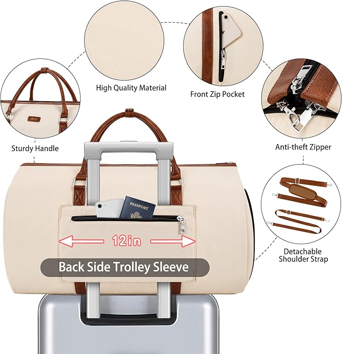 Convertible 2-in-1 Garment Bags for Travel, Carry On Garment Duffle Bag With Shoe Compartment Large Weekender Bag for Women Men Hanging Suitcase Suit Travel Duffel Overnight Bags 4pcs Set