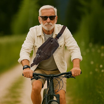 Leather Fanny Pack for Men Women,Genuine Leather Waist Belt Bag with Adjustable Strap Belt Hip Bag with Multi-Pockets for Travel Sports Running Cycling Hiking (brown)