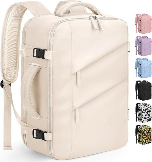 Capolo Travel Backpack for Women Men Waterproof Laptop Backpack Flight Approved Carry On Backpack Overnight Weekender Bag College Bookbag for Business, Work, Traveling Fits 17 '' Laptop,Beige