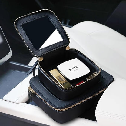 Prite Clear Makeup Bag Cosmetic Organizer Case Waterproof Travel Toiletry Bag Skincare Pouch with Golden Zipper(Black)