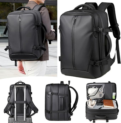 Vacuum Seal Travel Backpack 36-55L, Expandable Air Compression Vacuum System, Carry On with Lock Fits 17.3" Laptop, Water Resistant, Dry and Wet Separation