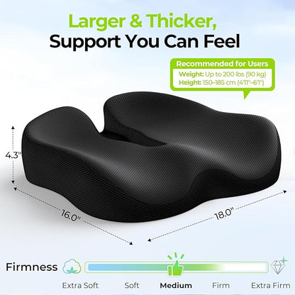 AUVON Ergonomic Donut Pillow Seat Cushion for Hemorrhoid & Tailbone Pain Relief, Thick Memory Foam Chair Cushions with Firm Support for Coccyx, Sciatica, Pressure Sores, Pregnancy, Postpartum Recovery