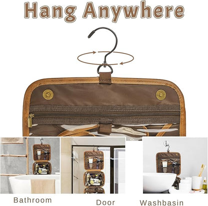 2025 Personalized Custom Christmas Gifts for Men, Large Hanging Toiletry Bag Leather Shaving Toiletries Bags for Him, Waterproof Travel Bag, Gift for Anniversary, Dad, Grandpa, Husband, Lover