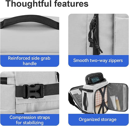 Carry On Travel Backpack with Shoe Compartment Flight Approved Laptop Backpack Expandable Work Business Backpack for Women Men Casual Daypack, Light Gray