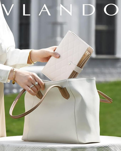 Vlando Teacher Gifts for Women,Travel Jewelry Organizer Case,Jewelry Storage Book Ring Binder with Clear Zipper Velvet Jewelry Pouches Bags for Rings,Necklace,Earrings-Cream White