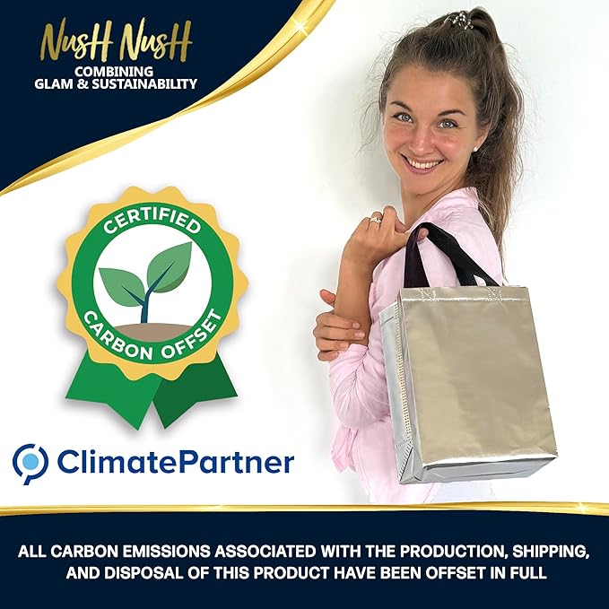 Nush Nush Silver Gift Bags Bulk Medium Size - Set of 60 Reusable Bulk Gift Bags with Handles - Ideal Goodie Bag for Birthday Party, Christmas, Thanksgiving, Bridal Shower, Small Business - 8X4X10