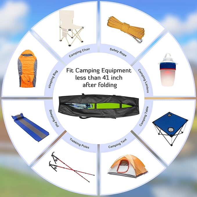 INFANZIA 41inch Sports Duffel Travel Bag, 94L Extra Large Duffel Luggage Bag with Upgrade Zipper, Water Resistant & Foldable Equipment Storage Bag for Camping Tent Tripod Fishing