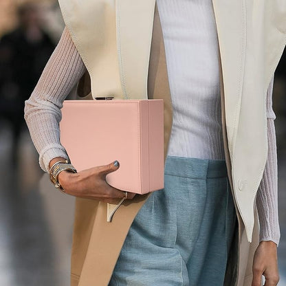 Jewelry Organizer Box Travel Jewelry Box Storage Organizer Case Earring Ring Necklace Box Large Travel Jewelry Case/PINK