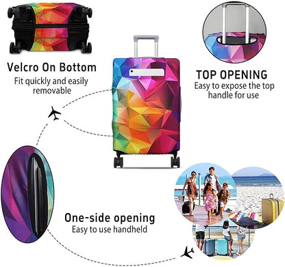 Geometry Travel Luggage Cover, Travel-Themed Suitcase Protector Stretchable, Washable Travel Suitcase Cover (XL for 29-32 Inch Luggage)