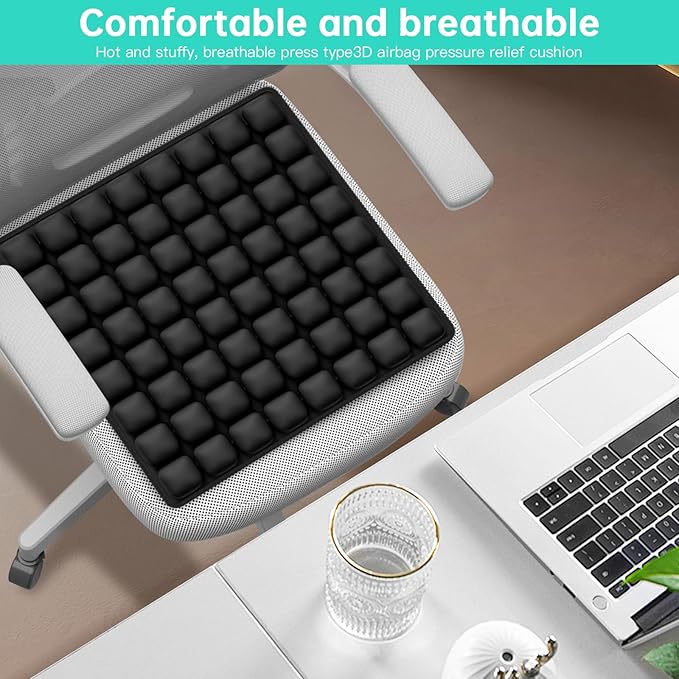 Nasheed Inflatable Airplane Seat Cushion for Travel, Suitable, Portable Inflatable 3D Air Cell Seat Cushions for Airplanes, Office Chairs, Wheelchairs, Cars, Stadiums