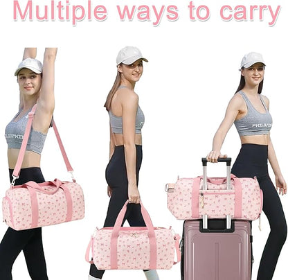 BLUBOON Duffle Bag Girls Kids Cute Gym Bag with Shoes Compartment & Wet Separation Waterproof Sports Overnight Travel Bag