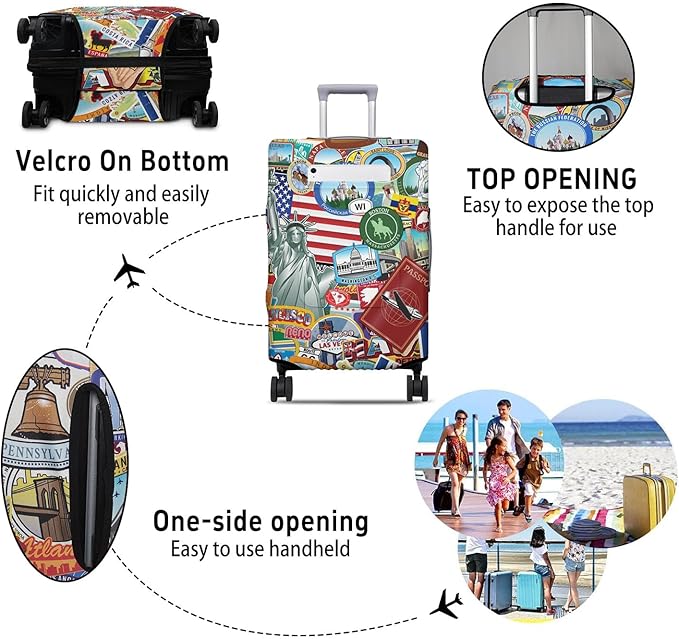 Statue of Liberty Travel Luggage Cover, Travel-Themed Suitcase Protector Stretchable, Washable Travel Suitcase Cover (XL for 29-32 Inch Luggage)