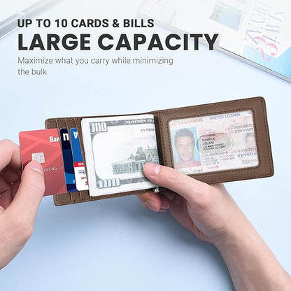 Zitahli Wallet for Men-6 Slots ID Window-Mens Wallets-Slim Wallet Classic Spring Money Clip RFID Blocking-Gift for Men