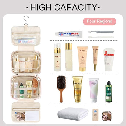 TOPEAST Travel Toiletry Bag Makeup Bag - Hanging Toiletry Bag for Women, Portable Toiletries Travel Bag and Cosmetic Bag, Airplane Travel Essentials Travel Toiletry Bag - Letter S, Purple