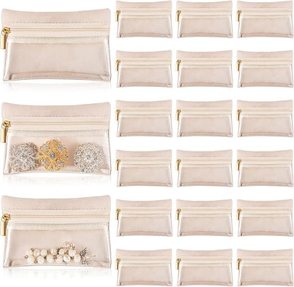 Uiifan Travel Jewelry Organizer Flannel Jewelry Bags Portable Jewelry Pouch with Zipper Pockets for Women Girl Gift