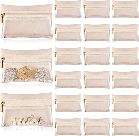 Uiifan Travel Jewelry Organizer Flannel Jewelry Bags Portable Jewelry Pouch with Zipper Pockets for Women Girl Gift