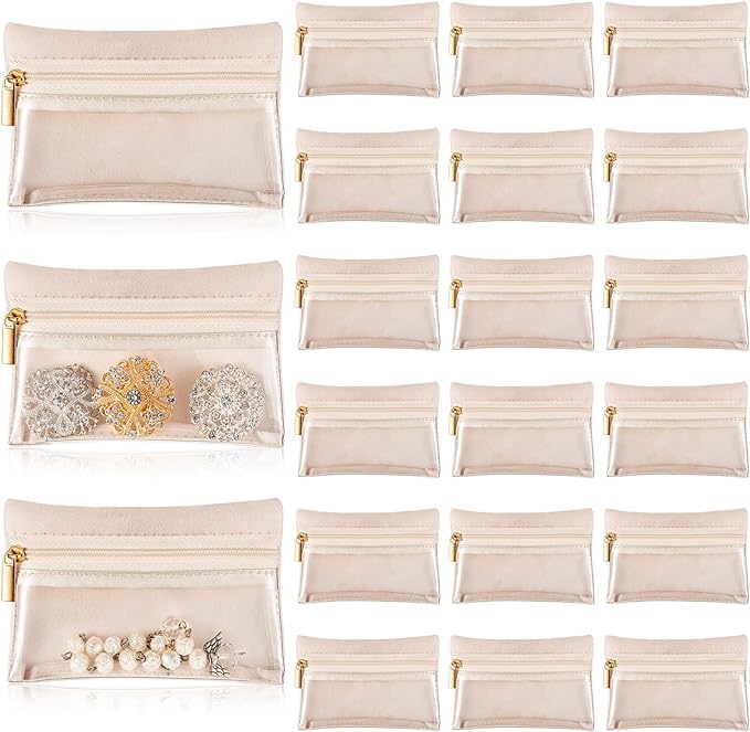 Uiifan Travel Jewelry Organizer Flannel Jewelry Bags Portable Jewelry Pouch with Zipper Pockets for Women Girl Gift