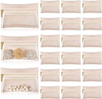 Uiifan Travel Jewelry Organizer Flannel Jewelry Bags Portable Jewelry Pouch with Zipper Pockets for Women Girl Gift