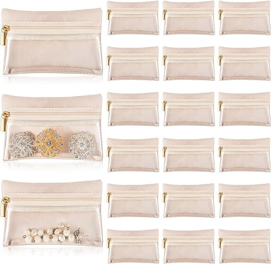 Uiifan Travel Jewelry Organizer Flannel Jewelry Bags Portable Jewelry Pouch with Zipper Pockets for Women Girl Gift