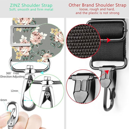 ZINZ Shoulder Strap 78" Universal Handbag Strap with Ultra-thick Fixed Padded and Dual Balanced Adjustable Buckles Shoulder Crossbody Strap for Briefcase Messenger Bag Laptop bag Luggage，Gray rose