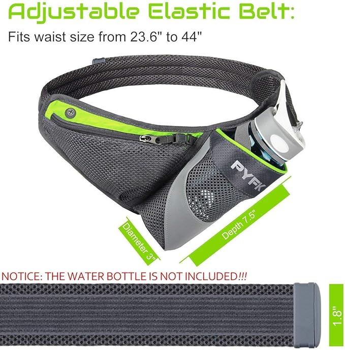 PYFK Running Belt Hydration Waist Pack with Water Bottle Holder for Men Women Waist Pouch Fanny Bag Reflective