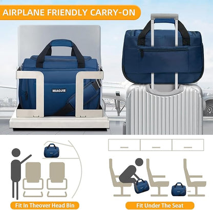 Underseat Carry On Luggage Lightweight Travel Tote Weekender Bag Overnight Duffle Bag for Travel, Travel Essentials Personal Item Travel Bag for Women and Men, Blue-16Inch