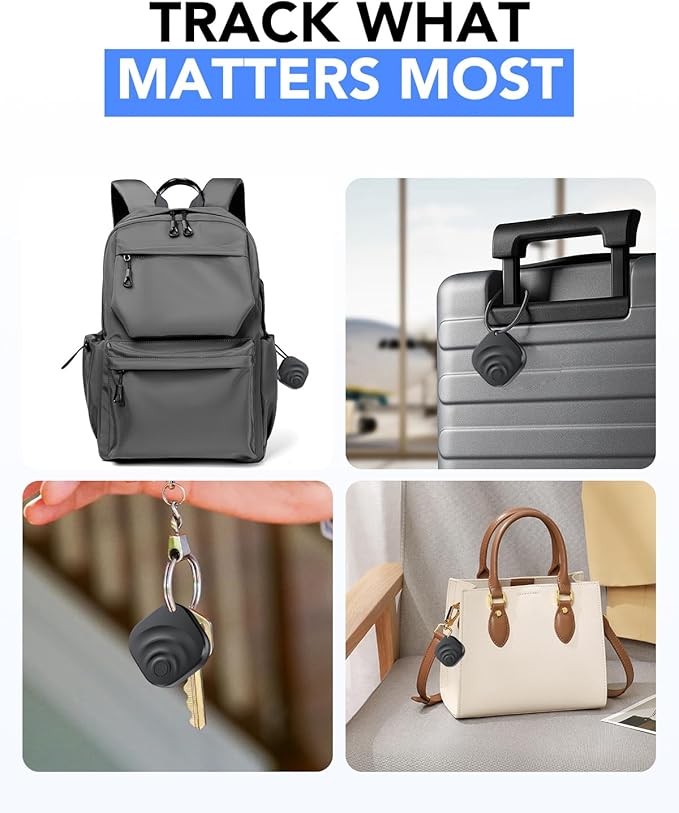 4 Pack Dual System Tracker for iOS and Android Bluetooth Tracker Smart Tags Compatible with Apple Find My (iOS) & Google's Find Hub(Android) for Keys, Luggage, Wallet, Vehicles