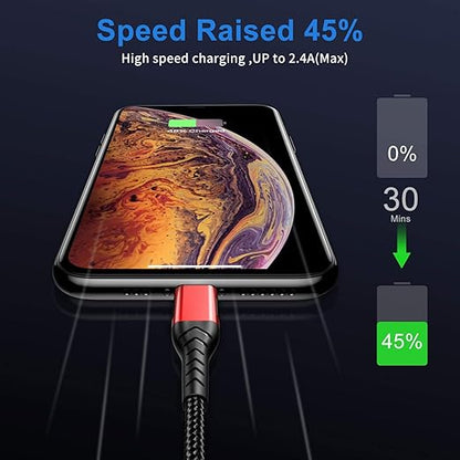 iPhone Charger, [Apple MFi Certified] 3Pack 10FT USB A Cable for Long Charger Cable, Fast iPhone Charging Cord Compatible with with iPhone Xs Max/XS/XR/X/8/7/6S/6/Plus/SE/iPad(Red)