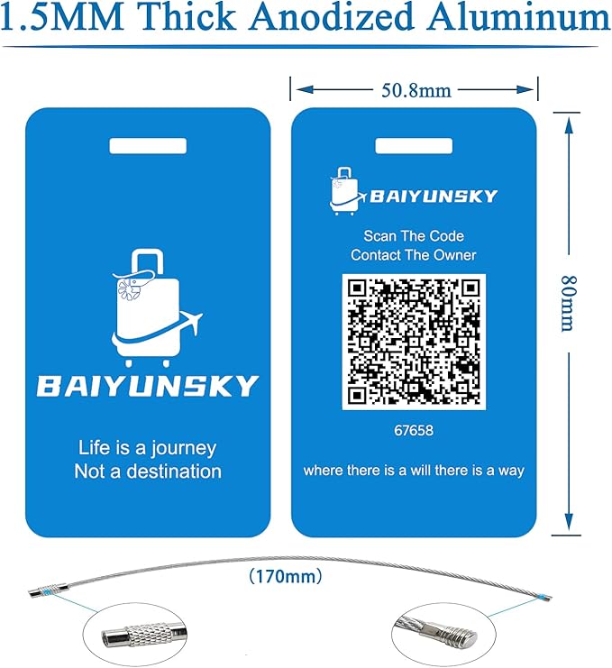 Smart Luggage Tags for Suitcases, 4 Pack Privacy QR Code Security Information Luggage Tag, Steel Ring, Waterproof Easy Identify Personalized Luggage Tag, No App or Subscription Needed (4 Colours)