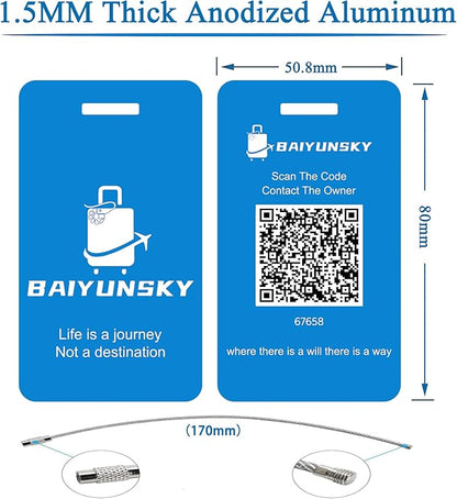 Smart Luggage Tags for Suitcases, 4 Pack Privacy QR Code Security Information Luggage Tag, Steel Ring, Waterproof Easy Identify Personalized Luggage Tag, No App or Subscription Needed (4 Colours)