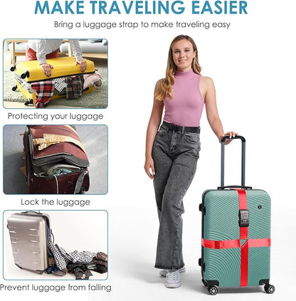 Travel Inspira Luggage Straps for Suitcases with TSA Lock, Protect Your Luggage Anti-Burst, High Visibility Color, Easy to Identify Luggage Adjustable Heavy Duty Belt for 20-32 Inch Suitcases