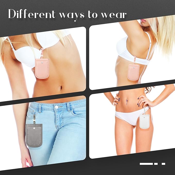 Kajaia 3 Piece Hidden Bra Wallet Women Adjustable Undercover Travel Bra Wallet Secret Pocket Pouch for Credit Card Money Secure(White, Pink, Gray)